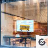 Vliegschool bus met ballonnen op maat 6 Foto Raamsticker (Cafe Raam)