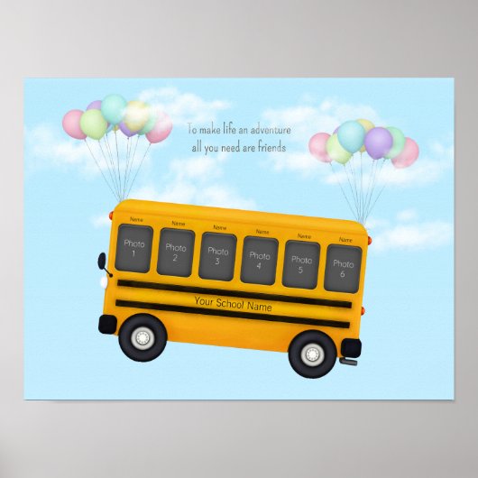 Vliegschool Bus Met Vrienden Custom 6 Foto Poster (Voorkant)