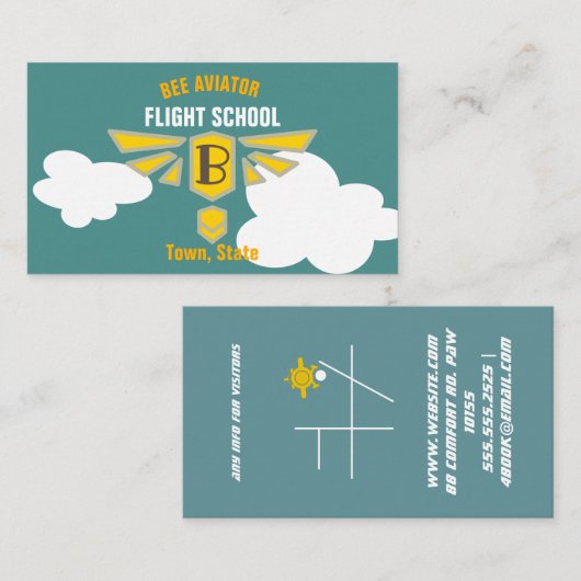 Vliegschool Visitekaartje (Voorkant / Achterkant)