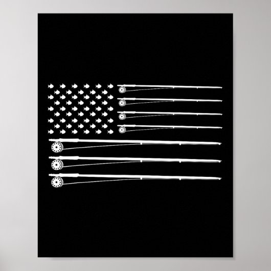 Vliegstaaf Vissen Amerikaanse Vlag Poster (Voorkant)