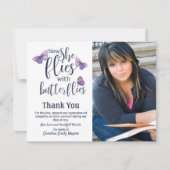 Vliegt met Butterflies Dank u voor de begrafenissy Bedankkaart (Voorkant)
