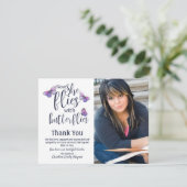 Vliegt met Butterflies Dank u voor de begrafenissy Bedankkaart (Staand voorkant)