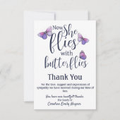 Vliegt met Butterflies Dank u voor de begrafenissy Bedankkaart (Voorkant)