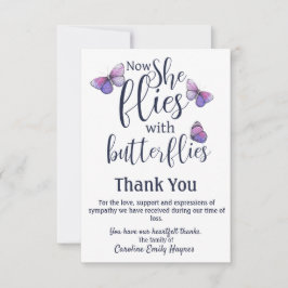 Vliegt met Butterflies Dank u voor de begrafenissy Bedankkaart