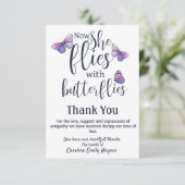 Vliegt met Butterflies Dank u voor de begrafenissy Bedankkaart (Staand voorkant)