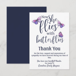 Vliegt met Butterflies Dank u voor de begrafenissy Bedankkaart