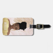 Vliegt niet tegen zwarte damesroze en goud bagagelabel (Voorkant horizontaal)