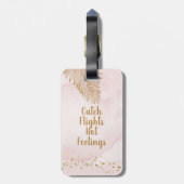 Vliegt niet tegen zwarte damesroze en goud bagagelabel (Achterkant verticaal)