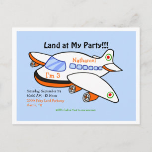Vliegterrein op mijn Birthday Blue II-partij Uitnodiging Briefkaart
