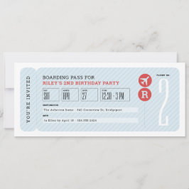 Vliegticket instapkaart kinderverjaardagsfeestje kaart
