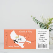 Vliegticket instapkaart voor Zante Griekse bruilof Kaart (Staand voorkant)