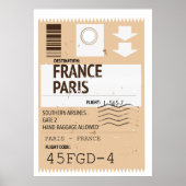 vliegticket Parijs frankrijk Poster (Voorkant)