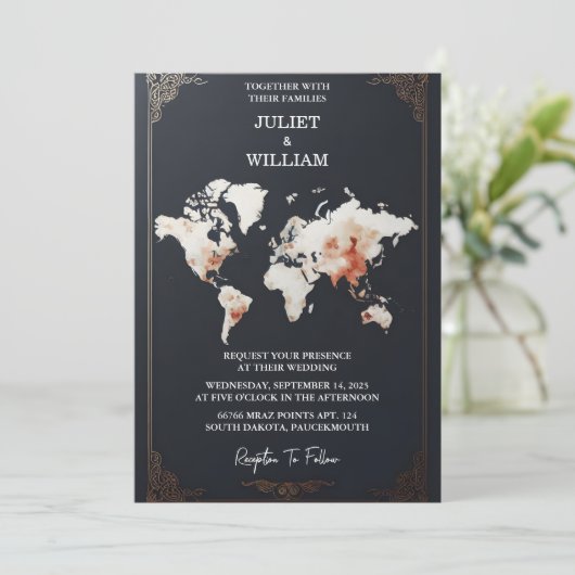 Vliegticket Paspoort Boarding Pass Bruiloft Kaart (Staand voorkant)