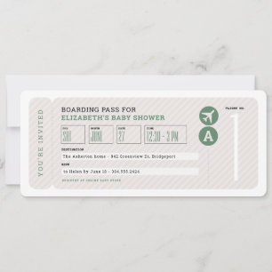 Vliegticket reis thema neutrale baby shower kaart