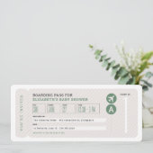 Vliegticket reizen thema neutraal baby shower kaart (Staand voorkant)