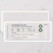 Vliegticket reizen thema neutraal baby shower kaart (Voorkant / Achterkant)