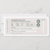 Vliegticket reizen thema neutraal baby shower kaart (Voorkant)