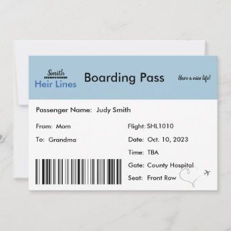 Vliegticket Zwangerschap Aankondiging aan familie