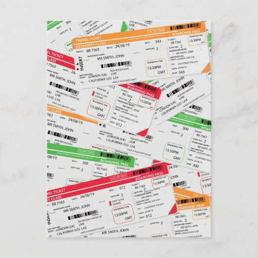 Vliegtickets Briefkaart (Voorkant)