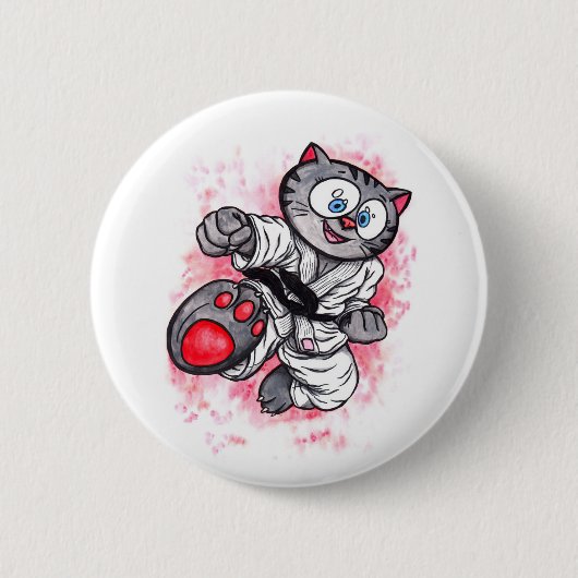 Vliegtrap van Karate Kitten Ronde Button 5,7 Cm (Voorkant)