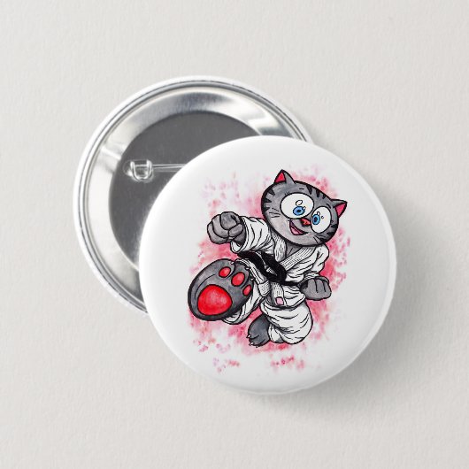 Vliegtrap van Karate Kitten Ronde Button 5,7 Cm (Voorkant /achterkant)