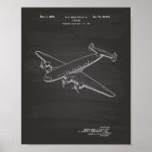 Vliegtuig 1938 Patent Art Chalkboard Poster (Voorkant)