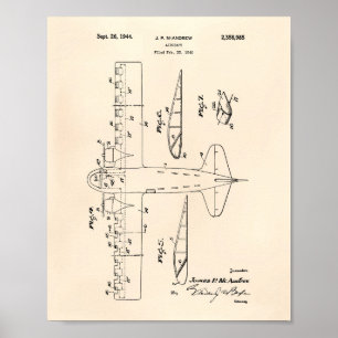 Vliegtuig 1944 Oude Kunst van octrooien Poster