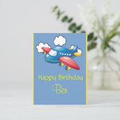 Vliegtuig 1e verjaardag briefkaart (Staand voorkant)