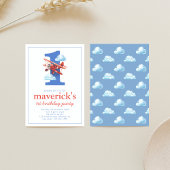 Vliegtuig 1e Verjaardag met Nummer 1 Kaart