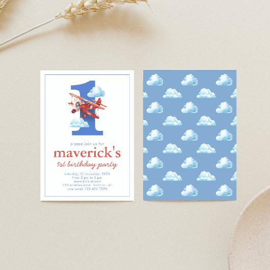  Vliegtuig 1e Verjaardag met Nummer 1 Kaart