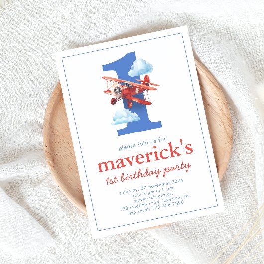 Vliegtuig 1e Verjaardag met Nummer 1 Kaart