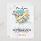  Vliegtuig 1e Verjaardagsfeest Bedankkaart (Voorkant)