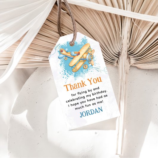 Vliegtuig 1e Verjaardagsfeest Cadeaulabel