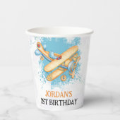  Vliegtuig 1e Verjaardagsfeest Papieren Bekers (Voorkant)