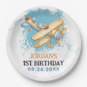 Vliegtuig 1e Verjaardagsfeest Papieren Bordje (Voorkant)