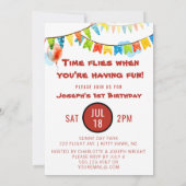 Vliegtuig 1e Verjaardagsfeest Time Flies Kaart (Achterkant)