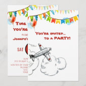 Vliegtuig 1e Verjaardagsfeest Time Flies Kaart (Voorkant / Achterkant)