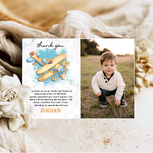  Vliegtuig 1e Verjaardagsfeestfoto Bedankkaart