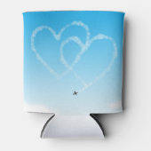 Vliegtuig 2 harten in blauwe lucht blikjeskoeler (Voorkant)