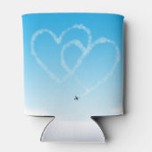 Vliegtuig 2 harten in blauwe lucht blikjeskoeler (Achterkant)