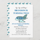 Vliegtuig 2e verjaardag Boy Blue Kinder Vliegtuige Kaart (Voorkant / Achterkant)