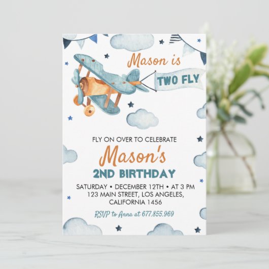  vliegtuig 2e verjaardag kaart (Staand voorkant)