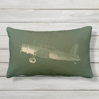 vliegtuig #87 Groene katoenlumbale piloot Buitenkussen