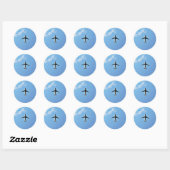 Vliegtuig aan de hemel ronde sticker (Vel)