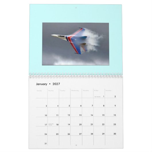 VLIEGTUIG Aangepaste afgedrukte agenda Kalender (Jan 2027)