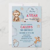 Vliegtuig Aap Pilot Time vliegt Jongens Verjaardag Kaart (Voorkant)