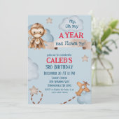 Vliegtuig Aap Pilot Time vliegt Jongens Verjaardag Kaart (Staand voorkant)