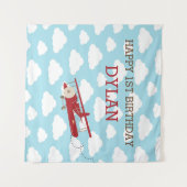 Vliegtuig Achtergrond / Jongen Verjaardagsbanner Wandkleed (Voorkant (horizontaal))