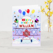 Vliegtuig Acrobat Ballonnen Verjaardagen Kaart (Gele Bloem)