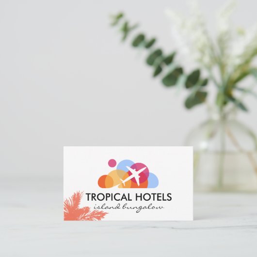 Vliegtuig Afbeeldingen | Tropische Palmbomen Visitekaartje (Staand voorkant)